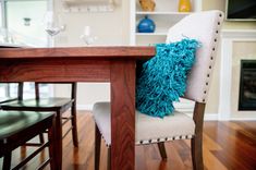 Walnut Dining Table With Wooden Legs, Wooden Walnut Dining Table, Family Dining Table 3 small