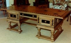 Russian Desk In Quarter Sawn White Oak With Ebony Inlays Etc. 2 small
