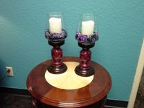 Woodturned Segmented Candle Holders 2 small
