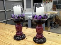Woodturned Segmented Candle Holders 5 small
