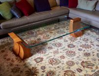 Coffee Table, Glass And Wood 3 small