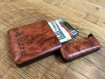 Redwood Burl Wood Wallet, Business Card Holder 4 small