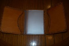 Custom Leather Deluxe Trifold Wallet With Acorn Design, Personalization And In Weathered Color 2 small