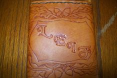 Custom Leather Deluxe Trifold Wallet With Acorn Design, Personalization And In Weathered Color 1 small