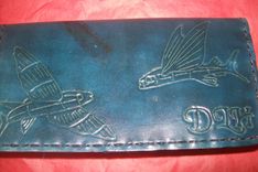 Custom Leather Checkbook Cover With Fish 1 small