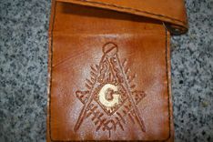 Custom Leather Deluxe Moneyclip Wallet With Masonic Symbol And Goldleafing 1 small