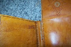 Custom Leather Deluxe Moneyclip Wallet With Masonic Symbol And Goldleafing 3 small