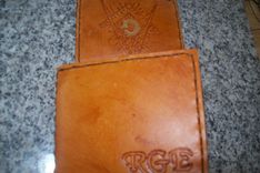 Custom Leather Deluxe Moneyclip Wallet With Masonic Symbol And Goldleafing 2 small