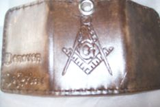 Custom Leather Imperial Trifold With Biker Chain, Masonic Symbol And Personalization 1 small