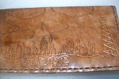 Custom Leather Checkbook Cover With Wheat And Personalization 1 small