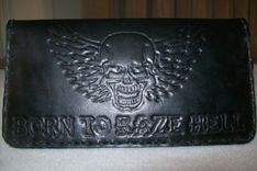 Leather Biker Wallet With Skull And Wings Design 1 small