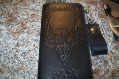 Custom Leather Biker Wallet With Initials And In Weathered Color 2 small