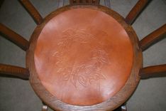 Antique Rocker That Had Leather Seat And Back, Both Need Replacing 1 small