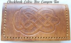 Custom Leather Checkbook Cover With Celtic 5 Design And In Canyon Tan 1 small