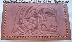 Custom Leather Checkbook Cover With Natural 8 Design And In Light Mahogany 1 small