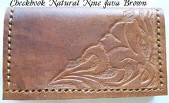 Custom Leather Checkbook Cover With Natural 9 Design And In Java Brown 1 small