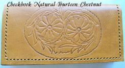 Custom Leather Checkbook Cover With Natural 14 Design And In Chestnut Stain 1 small