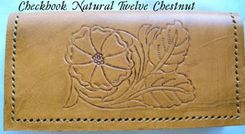 Custom Leather Checkbook Cover With Natural 12 Design And In A Chestnut Stain 1 small