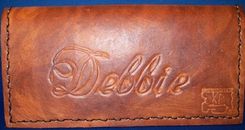 Custom Leather Checkbook Cover With Cursive Personalization And In Weathered Color 1 small