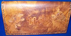Custom Leather Checkbook Cover With Frogs, Personalization And In Weathered Color 1 small