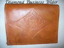 Custom Leather Portfolio With Diamond Sheridan Design In Canyon Tan 2 small