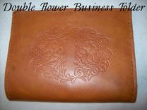 Custom Leather Business Binder With Double Flower Design In Canyon Tan 1 small
