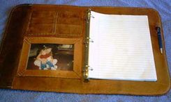Custom Leather Business Binder With Double Flower Design In Canyon Tan 2 small