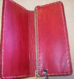 Custom Leather Biker Wallet With Roses, Personalization And In Cranberry Red 3 small