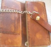 Custom Leather Biker Wallet With Star And Eagle Head Design In Weathered Color 2 small