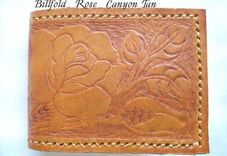 Custom Leather Basic Wallet With Rose Design And In Canyon Tan 1 small