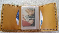 Custom Leather Deluxe Trifold Wallet With Rose Design In Saddle Stain 2 small