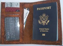 Custom Leather Passport Wallet With Eagle Design In Weathered Color 2 small