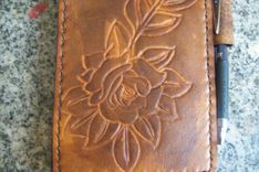 Custom Leather Notebook With Rose Design 1 small