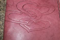 Custom Leather Address Book With 3 Heart Design In Light Mahogany 1 small