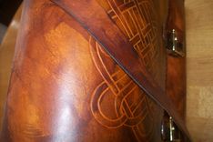 Custom Leather Laptop Bag With Celtic Design In Weathered Color 4 small