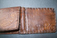 Custom Leather Money Clip Wallet With Fireman Union Logo And Persoalization 1 small