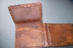 Custom Leather Money Clip Wallet With Fireman Union Logo And Persoalization 3 small