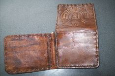 Custom Leather Money Clip Wallet With Fireman Union Logo And Persoalization 4 small