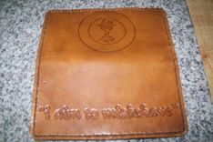 Custom Leather Biker Wallet With Serenity Symbol And Quote 1 small