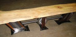 Large Industrial Bench With A Massive Spalted Sycamore Slab... 1 small