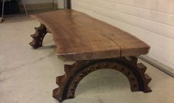Slab Industrial Bench With Unique Base 3 small
