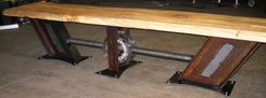 Large Industrial Bench With A Massive Spalted Sycamore Slab... 2 small