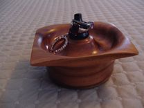 Ring And Jewelry Bowl, Square Sided And Hand Craftedfrom Rosewood 4 small