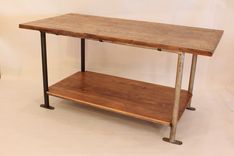 Is-39 Island With Metal Piping, Maple Top And Pine Shelf 1 small