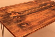 Dt-65 Old Pine Top W/Mid-Century Modern Stainless Steel Hairpin Legs 2 small