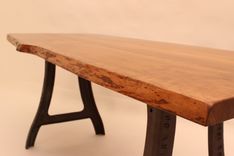 Dt-62 Live Edge Cherry Table With Cast Iron Legs 2 small