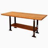 Dt-46 Antique Reclaimed Birch Top & Metal Factory Base Table 1 small