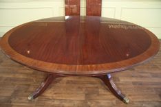 American Made Round Mahogany Dining Table With Leaves 3 small