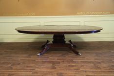 American Made Round Mahogany Dining Table With Leaves 4 small