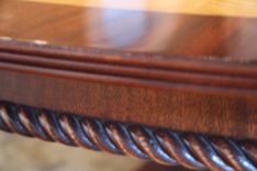 American Made Satinwood And Mahogany 84 Inch Round Pedestal Dining Table 4 small